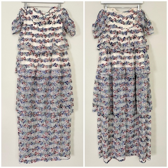 Majorelle Corset Tiered Lace Embroidered Dress - SAMPLE PIECE